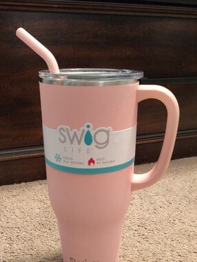 Swig Life Pink Insulated Tumbler with Straw & Handle